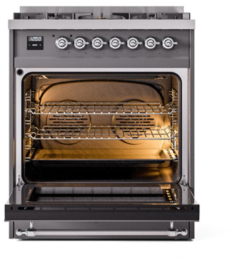 Ilve UN30QNMPMGC Graphite Matte With Chrome Knobs, Natural Gas