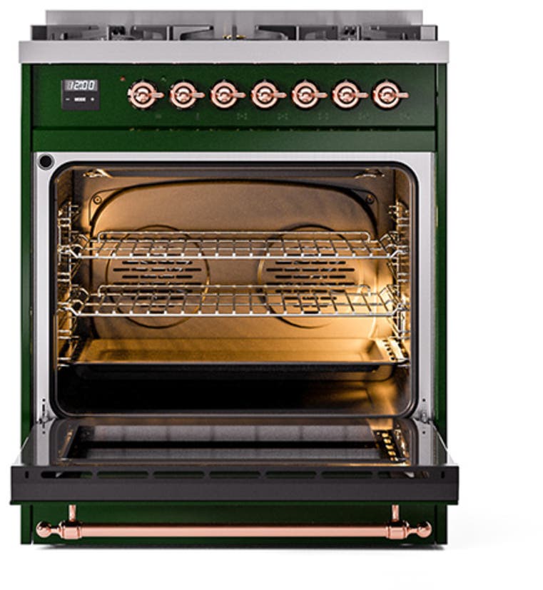 Ilve UN30QNMPEGP Emerald Green With Copper Knobs, Natural Gas