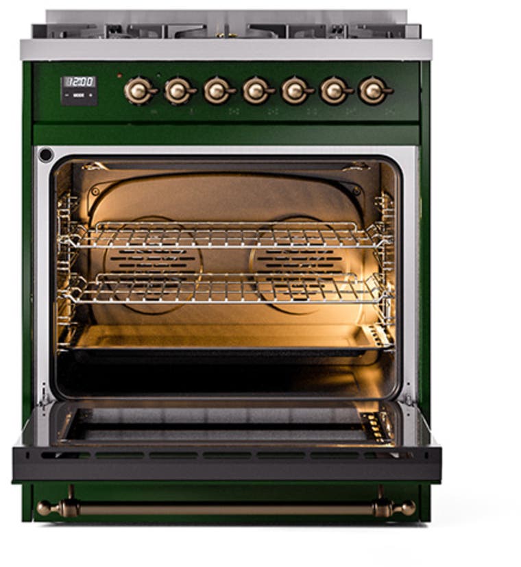 Ilve UN30QNMPEGBLP Emerald Green With Bronze Knobs, Liquid Propane