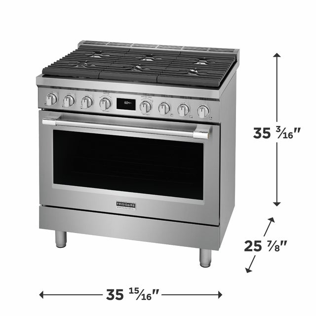 Frigidaire PCFD3670AF 36 Inch Freestanding Dual Fuel Range with 6 Sealed...