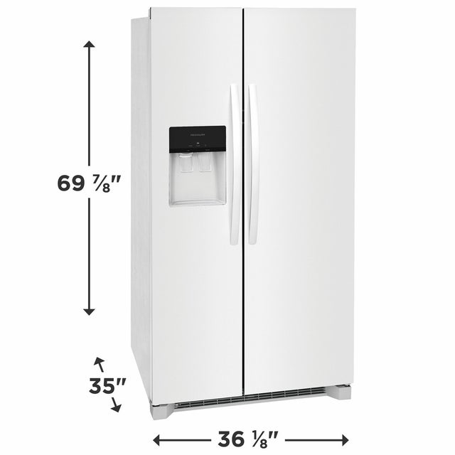 Frigidaire FRSS2623AW 36 Inch Freestanding Side by Side Refrigerator wit...