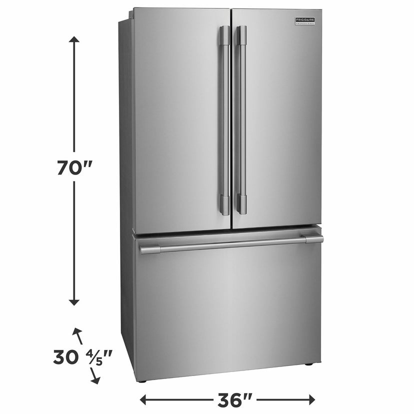 Frigidaire PRFG2383AF 36 Inch Counter-Depth French Door Refrigerator wit...