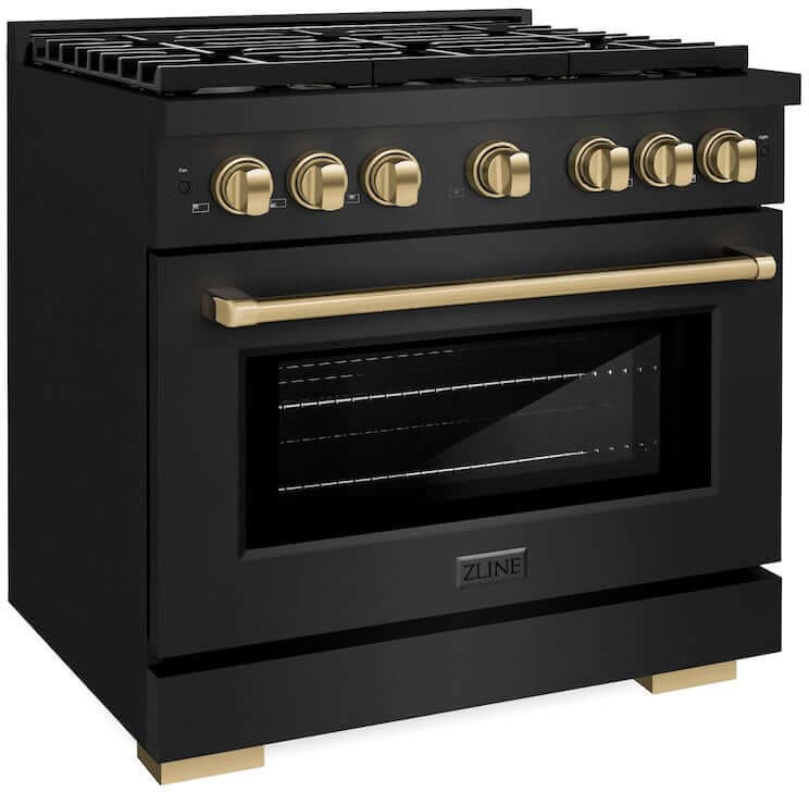 Zline SGRBZ36CB Black Stainless Steel And Champagne Bronze Accents