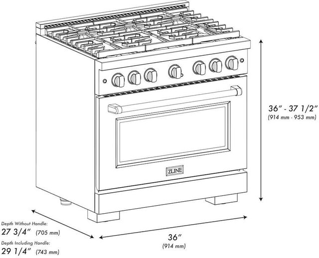 Zline SGRBZ36CB Autograph Edition 36 in. 5.2 cu. ft. 6 Burner Gas ...