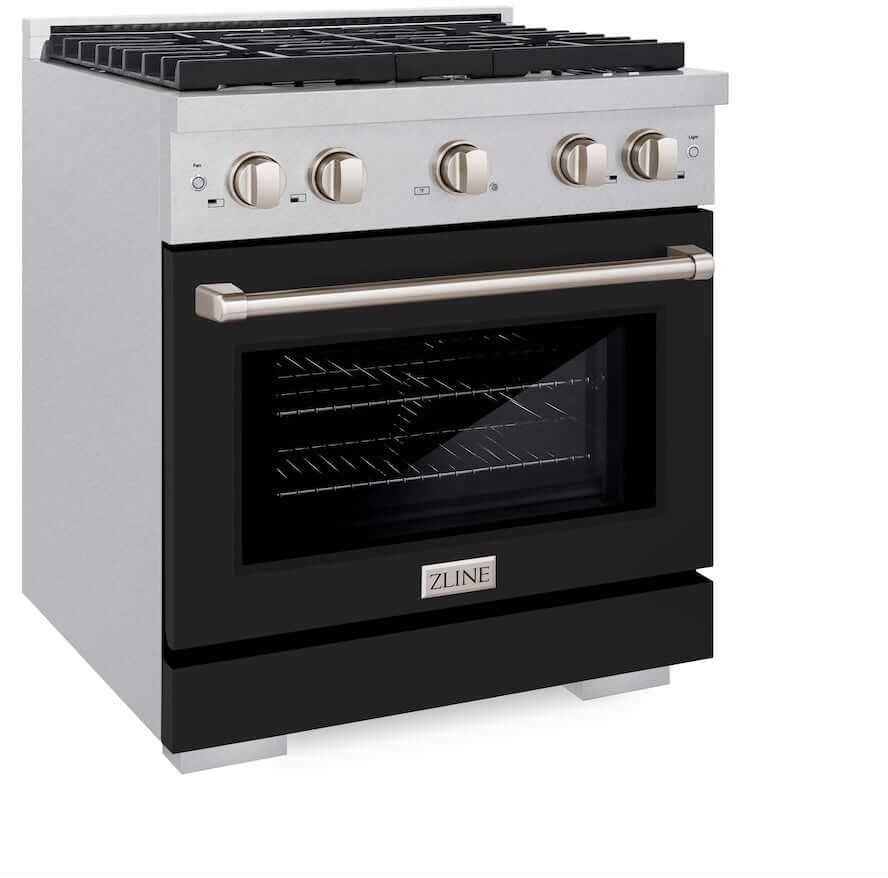 Zline SGRSBLM30 Durasnow Stainless Steel With Black Matte Door
