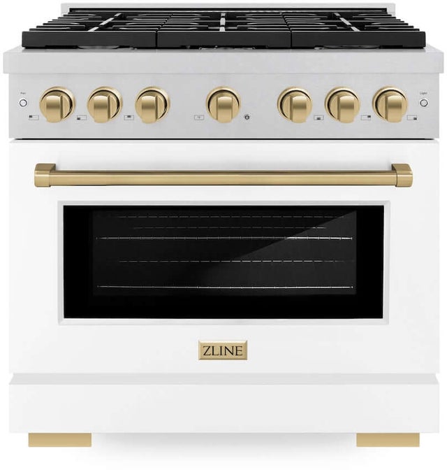 Zline SGRSZWM36CB Autograph Edition 36 in. 5.2 cu. ft. 6 Burner Gas ...