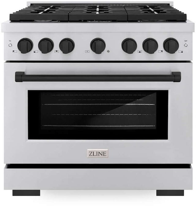 Zline SGRZ36MB Autograph Edition 36 in. 5.2 cu. ft. 6 Burner Gas ...