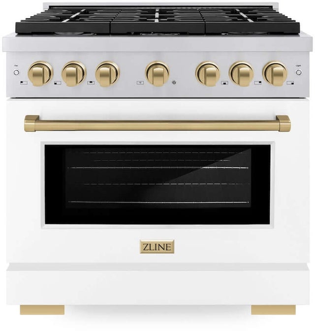 Zline SGRZWM36CB Autograph Edition 36 in. 5.2 cu. ft. 6 Burner Gas ...