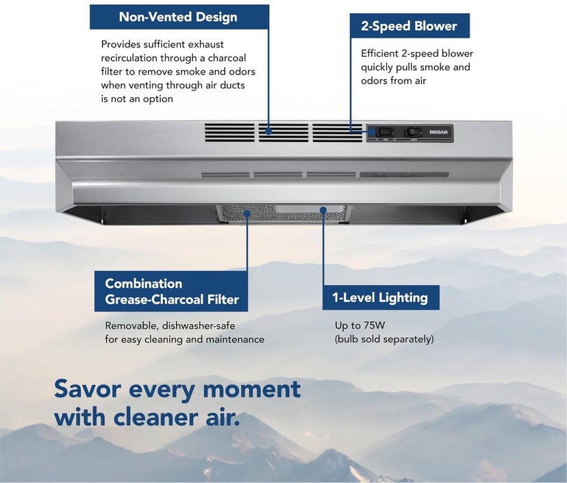 Broan F4024SF 24 Inch Convertible Under-Cabinet Range Hood, 230 ...