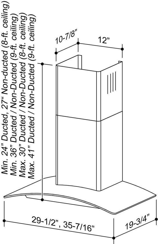 Broan B5630SS B56 Series 30 Inch Wall Mount Chimney Hood with 45...