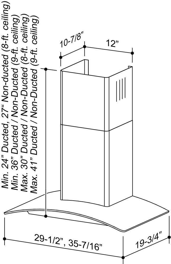 Broan B5630SS B56 Series 30 Inch Wall Mount Chimney Hood with 45...