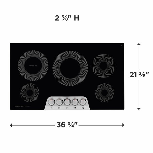 Frigidaire GCCE3670AS 36 Inch Electric Cooktop with 5 Elements, EvenTemp...