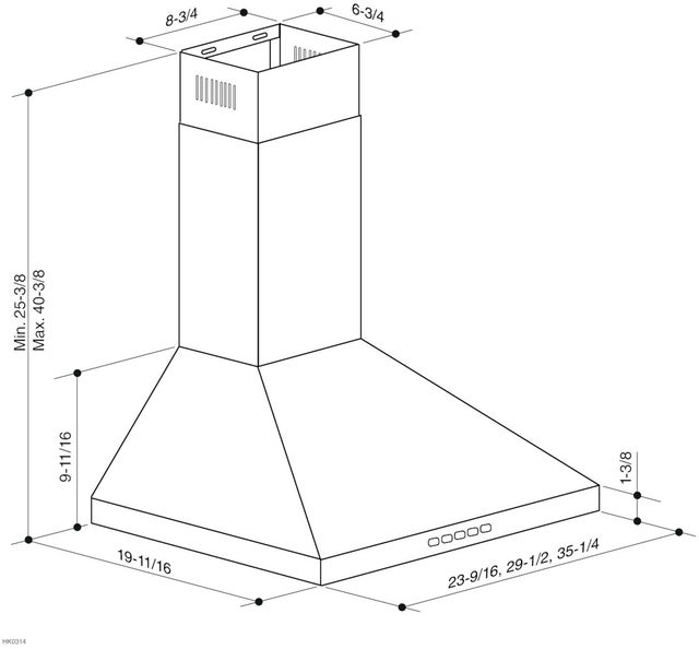 Broan BWP1364SS 36 Inch Convertible Wall-Mount Pyramidal Chimney R...