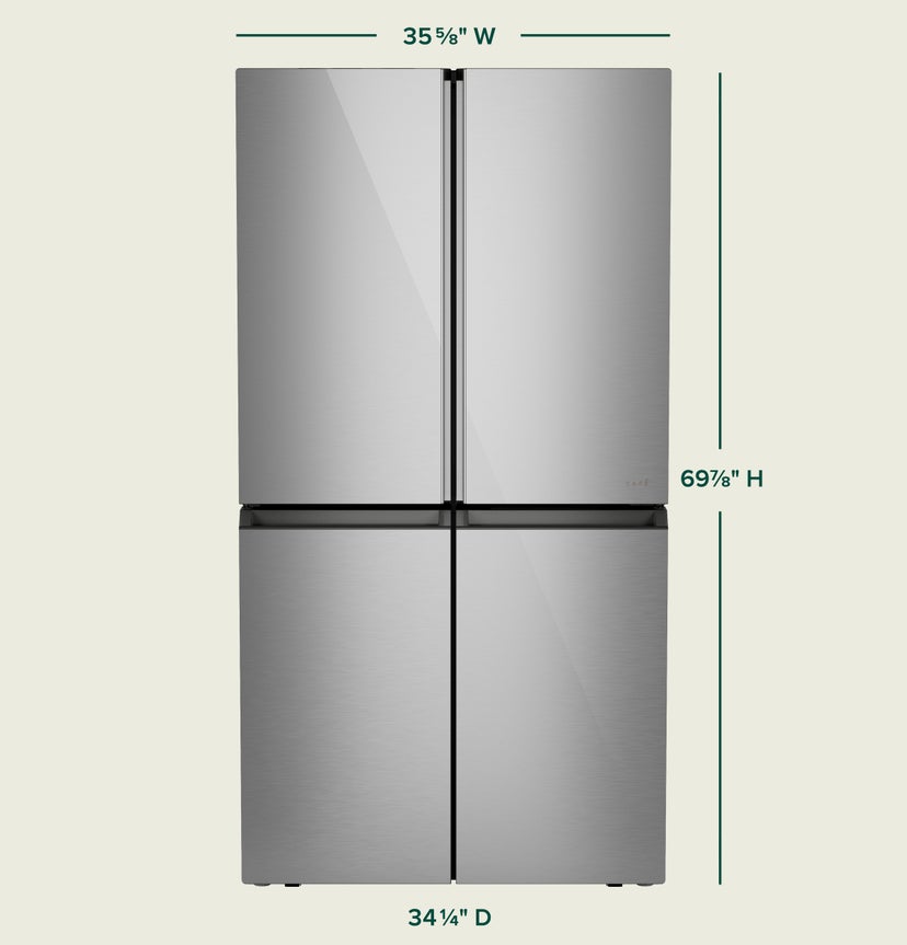 Cafe CAE28DM5TS5 36 Inch Freestanding French Quad Door Smart Refrig...