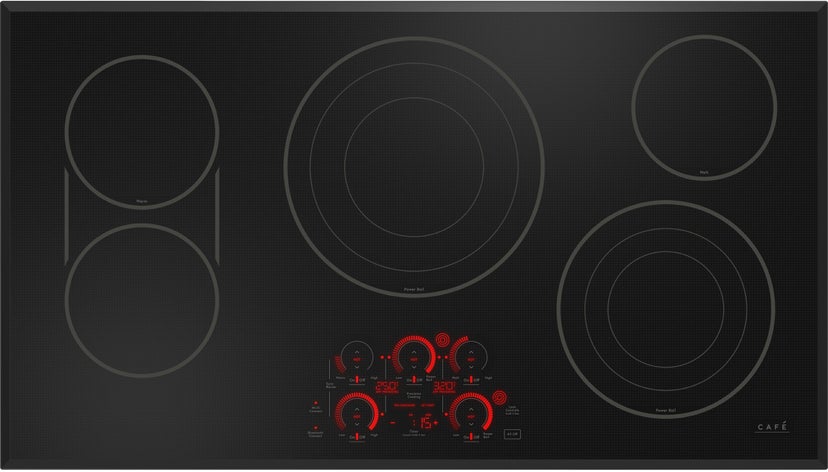 Cafe CEP90361TBB 36 Inch Electric Cooktop with 5 Radiant Elements, ...