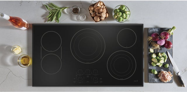 Cafe CEP90361TBB 36 Inch Electric Cooktop with 5 Radiant Elements, ...