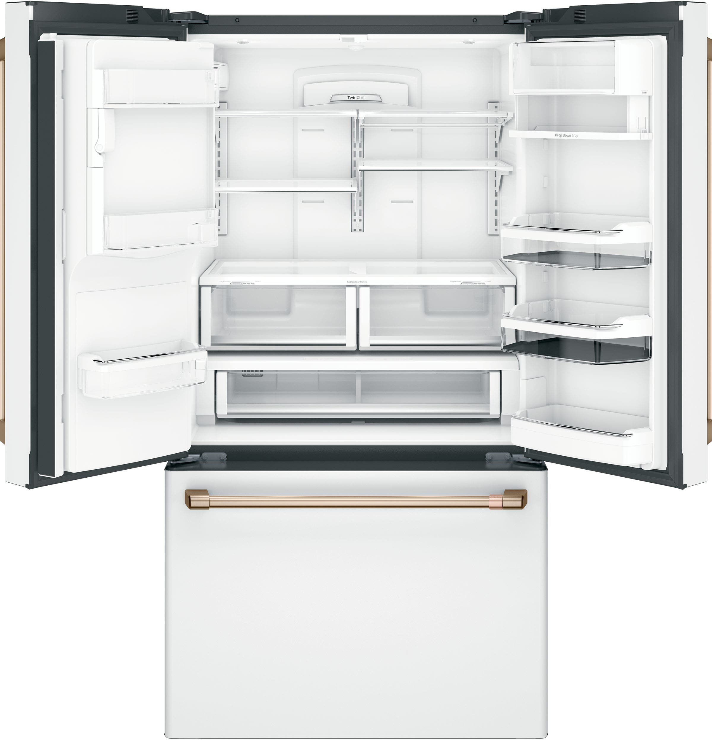 Cafe CFE28TP4MW2 Matte White with Brushed Bronze Handles