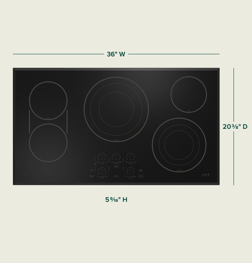 Cafe CEP90361TBB 36 Inch Electric Cooktop with 5 Radiant Elements, ...