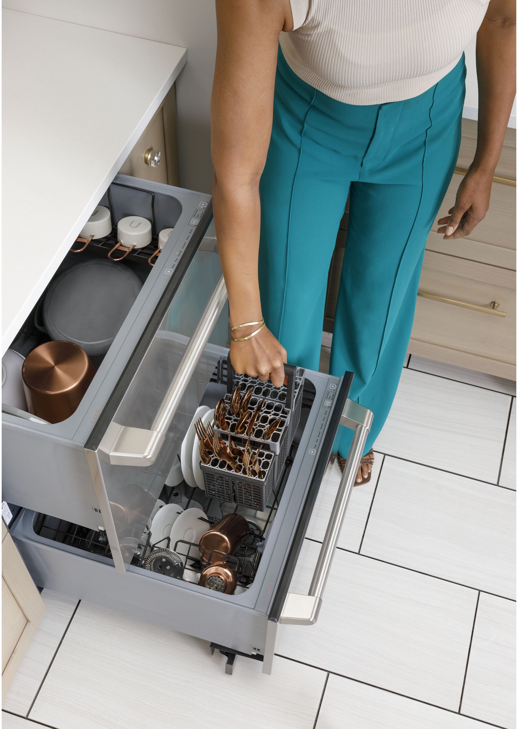 Cafe CDD420P4TW2 24 Inch Fully Integrated Double Drawer Dishwasher