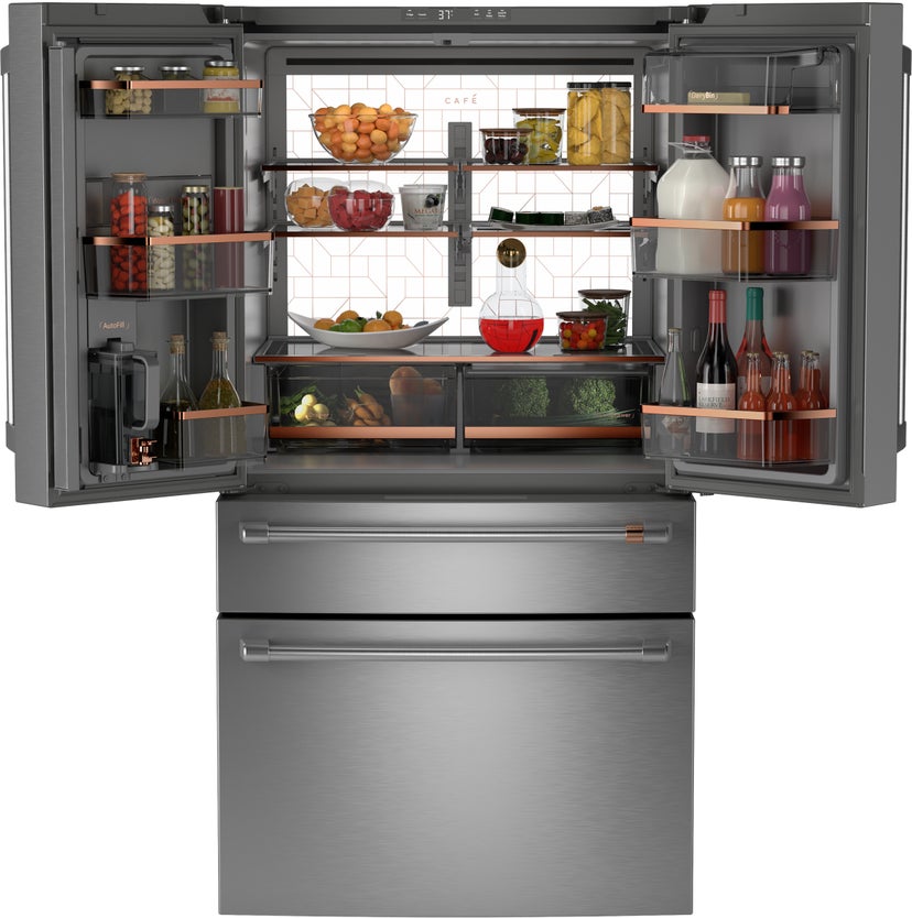 Cafe CGE29DP2TS1 36 Inch Freestanding 4-Door French Door Smart Refr...