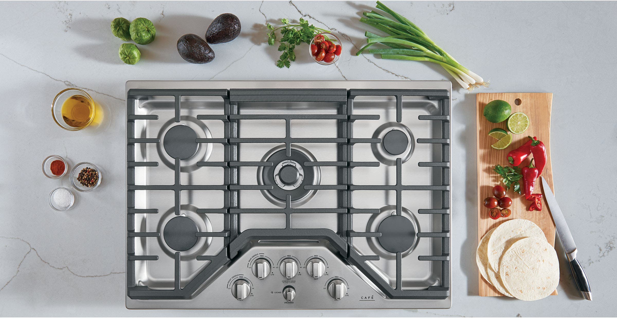 Cafe CGP95302MS1 Brushed Stainless Knobs