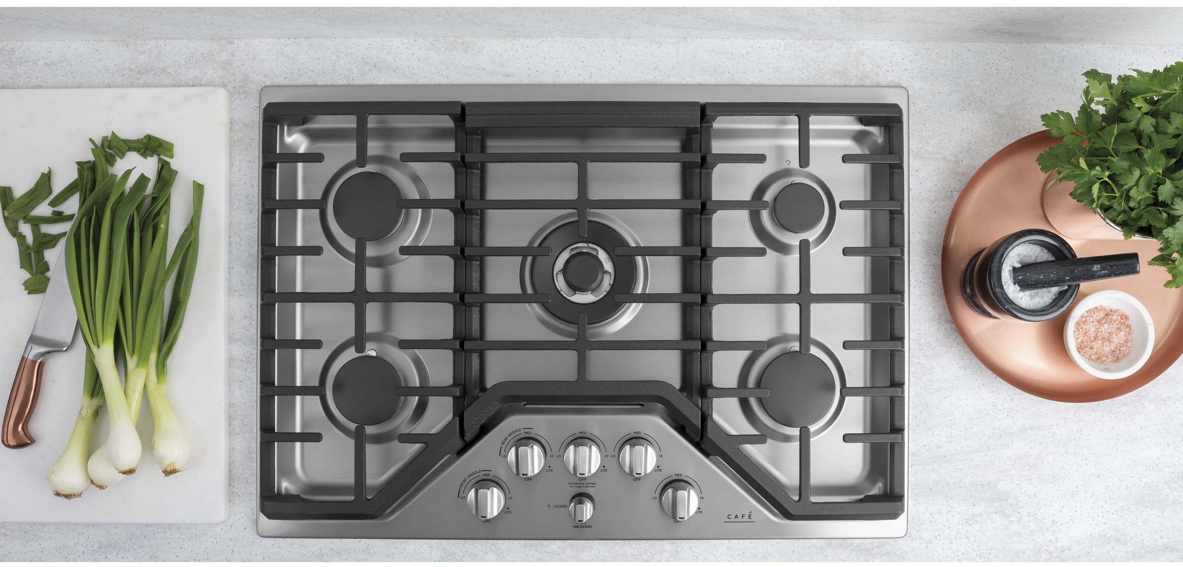Cafe CGP95302MS1 Brushed Stainless Knobs