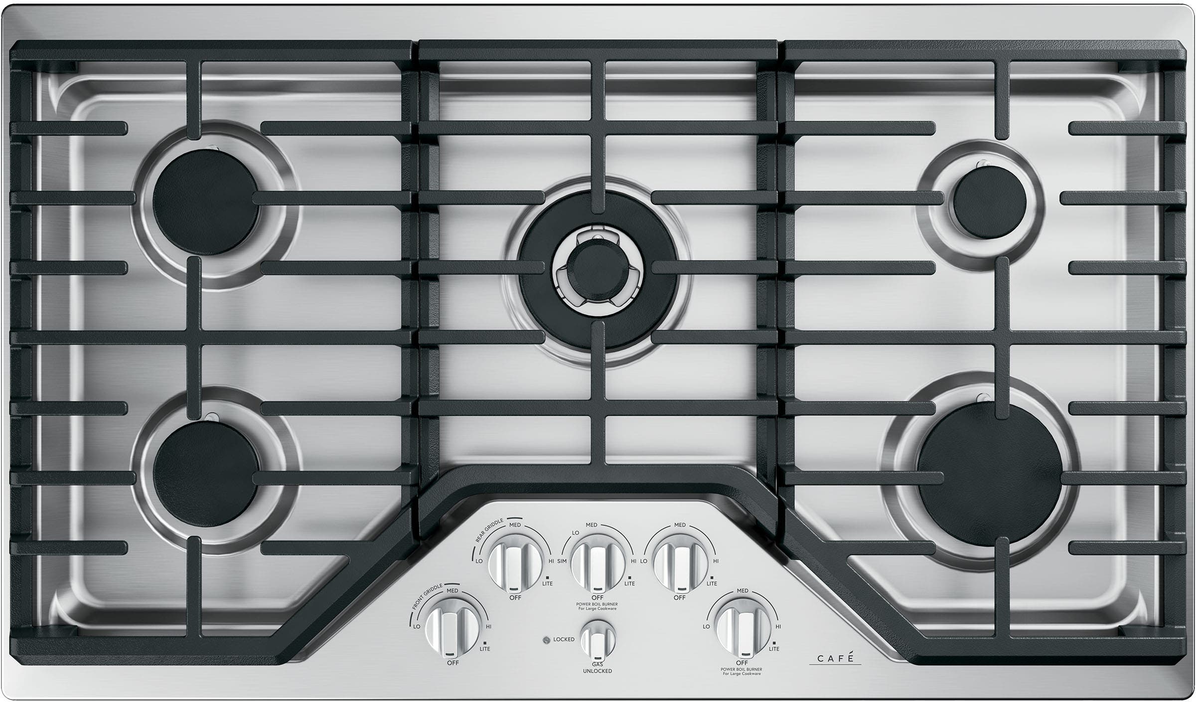 Cafe CGP95362MS1 Stainless Steel with Brushed Stainless Knobs