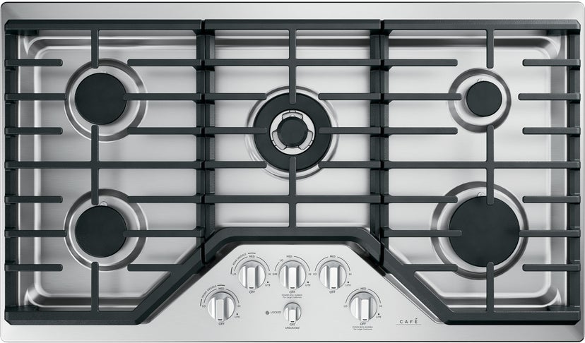 Cafe CGP95362MS1 36 Inch Gas Cooktop with 5 Sealed Burners, Dishwas...