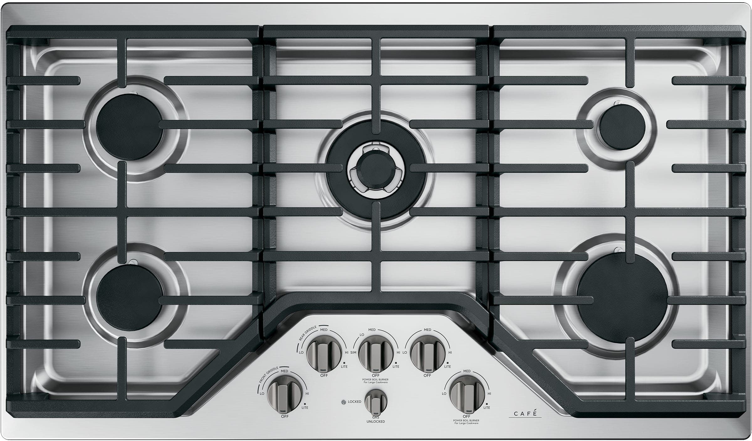 Cafe CGP95362MS1 Stainless Steel with Brushed Stainless Knobs
