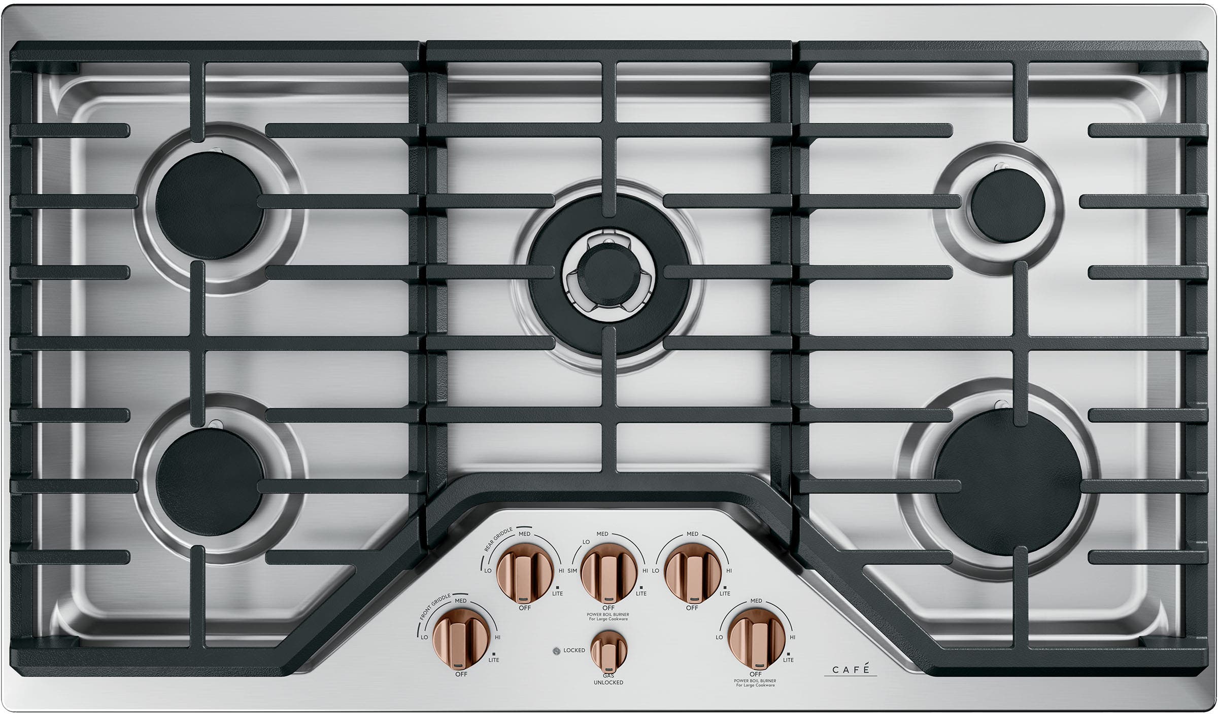 Cafe CGP95362MS1 Stainless Steel with Brushed Stainless Knobs