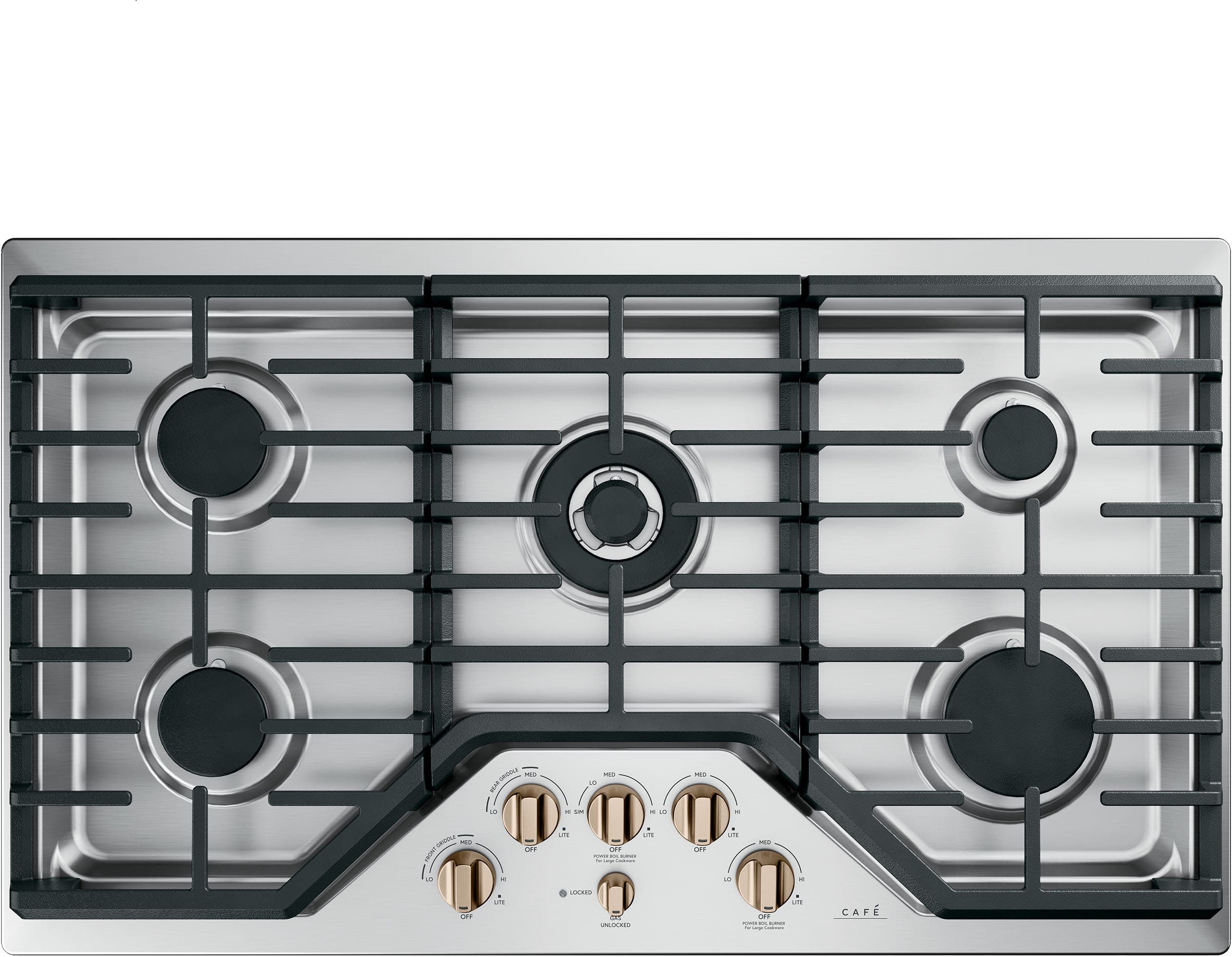 Cafe CGP95362MS1 Stainless Steel with Brushed Stainless Knobs