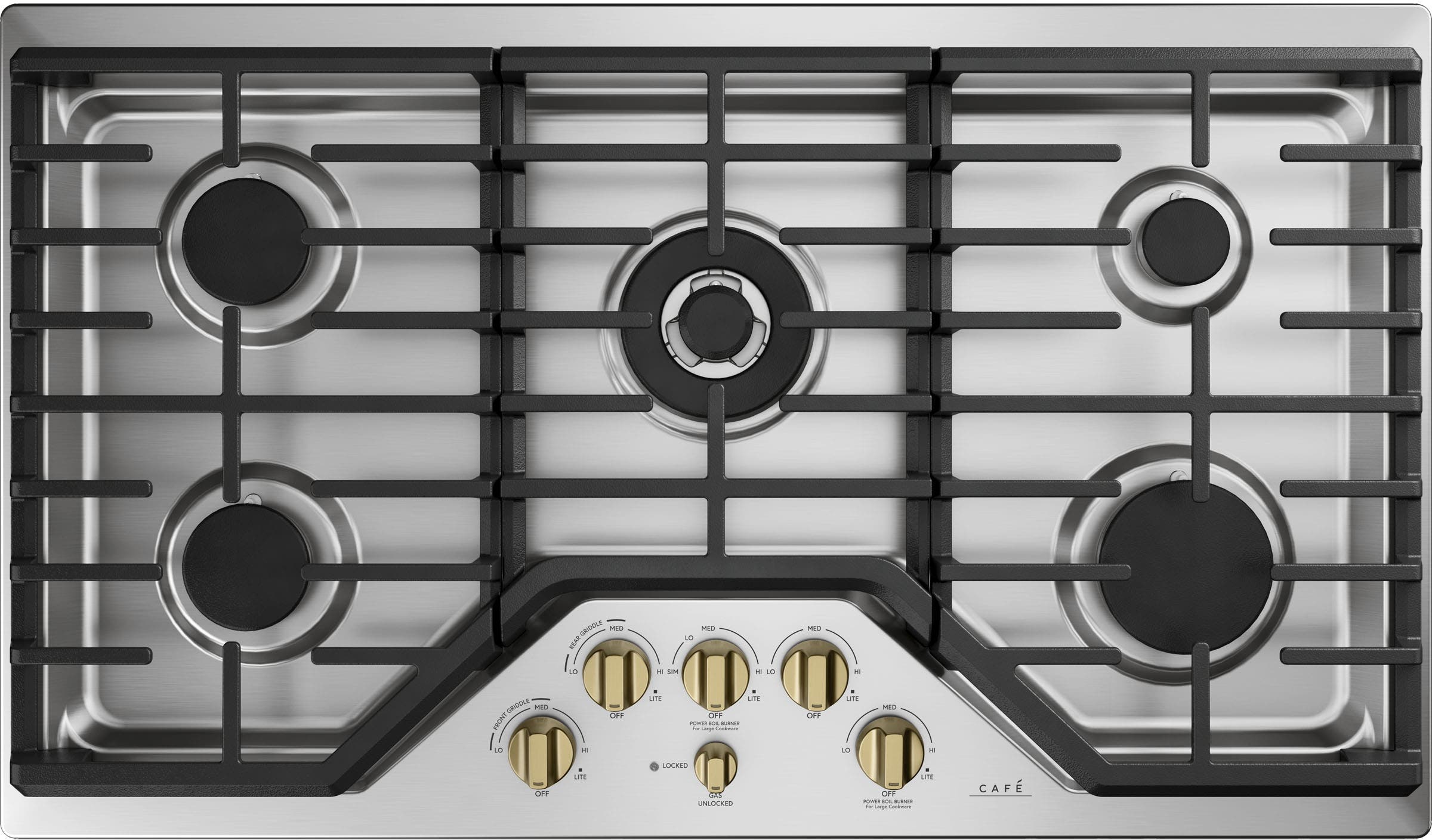 Cafe CGP95362MS1 Stainless Steel with Brushed Stainless Knobs