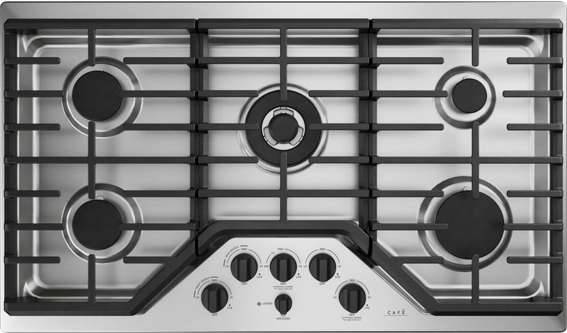 Cafe CGP95362MS1 36 Inch Gas Cooktop with 5 Sealed Burners, Dishwas...