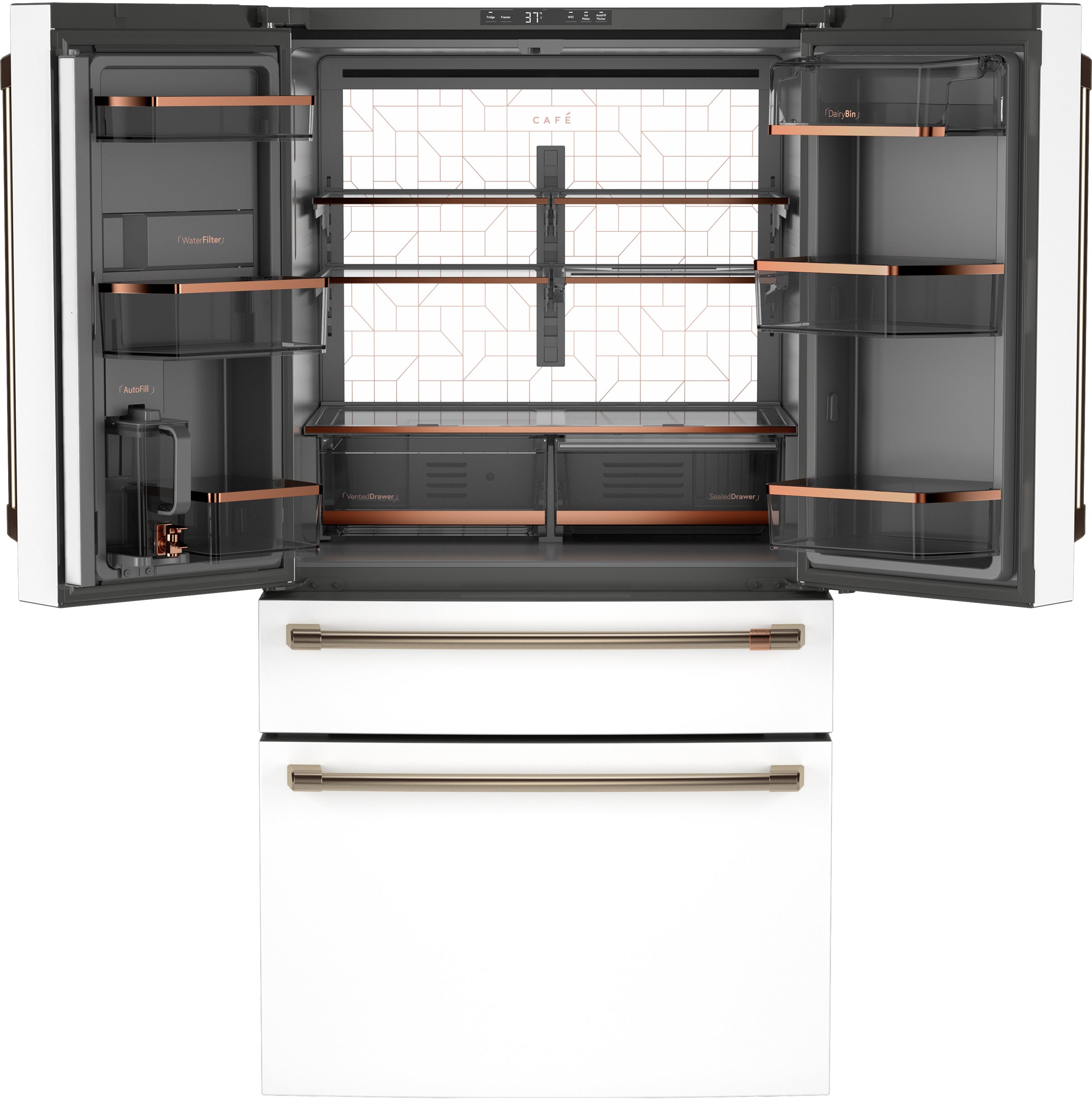 Cafe CGE29DP4TW2 36 Inch Freestanding 4-Door French Door Smart