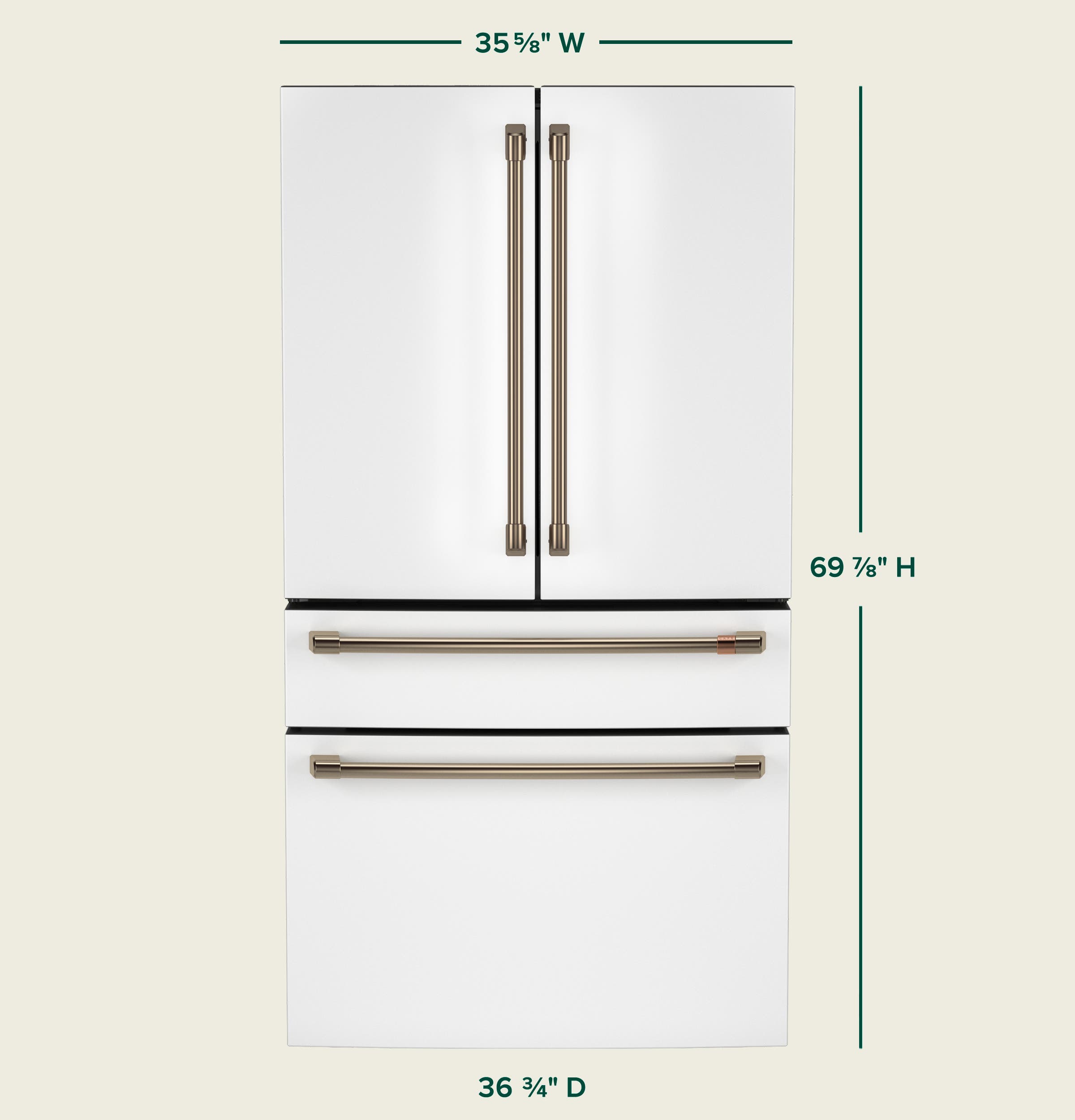 Cafe CGE29DP4TW2 Matte White with Brushed Bronze handles