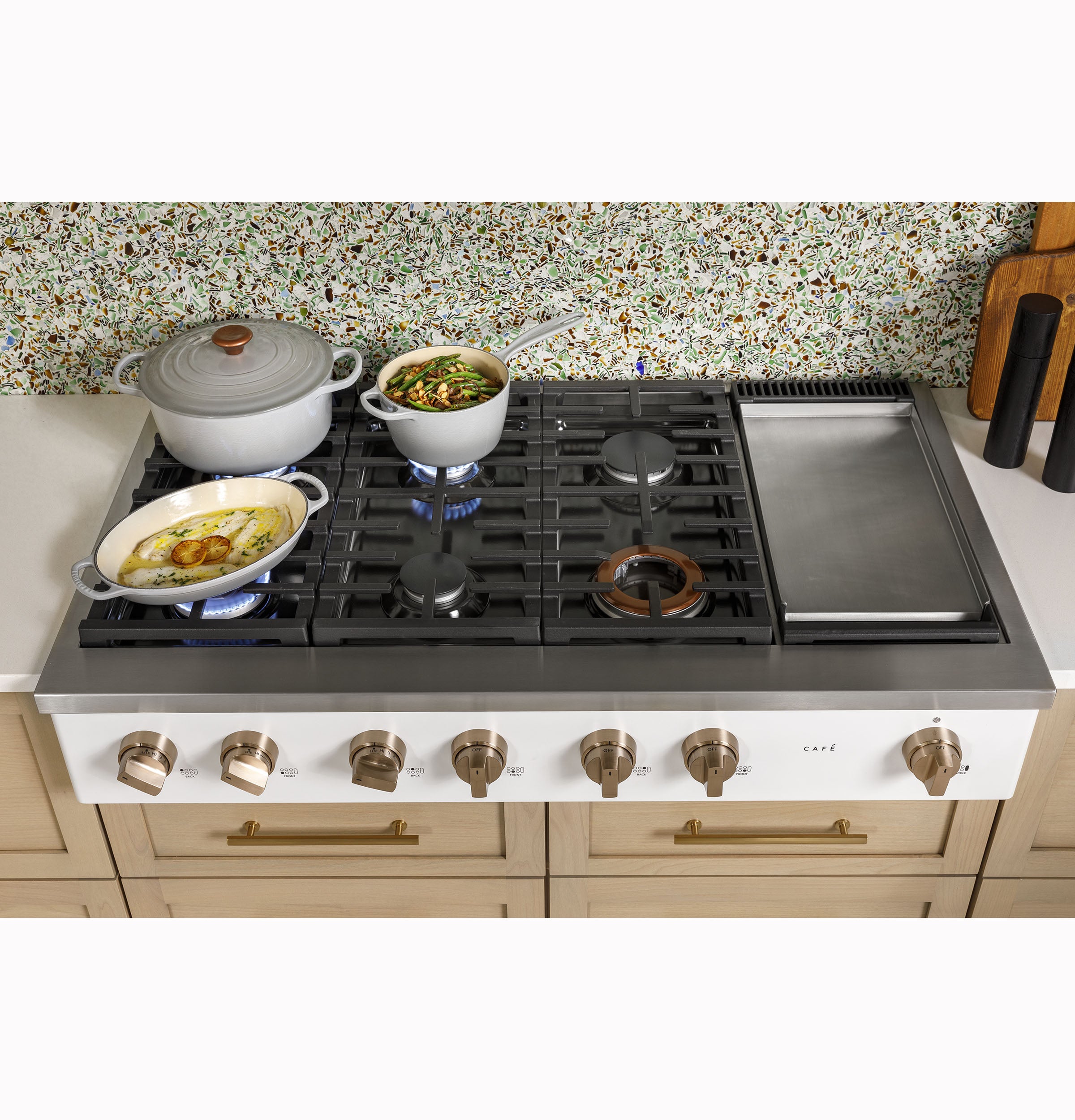 Cafe CGU486P4TW2 48 Inch Commercial-Style Gas Rangetop Matte White