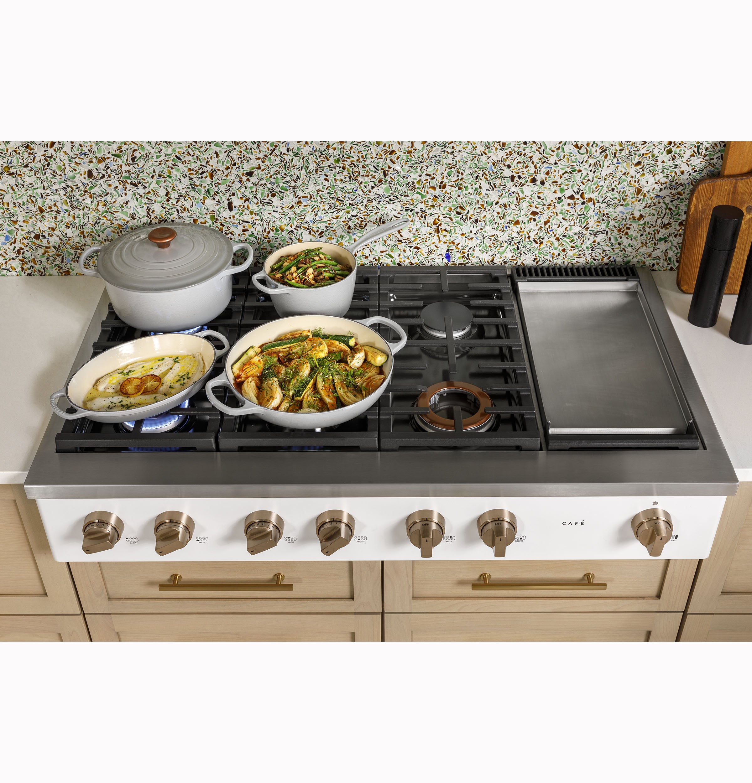 Cafe CGU486P4TW2 48 Inch Commercial-Style Gas Rangetop Matte White