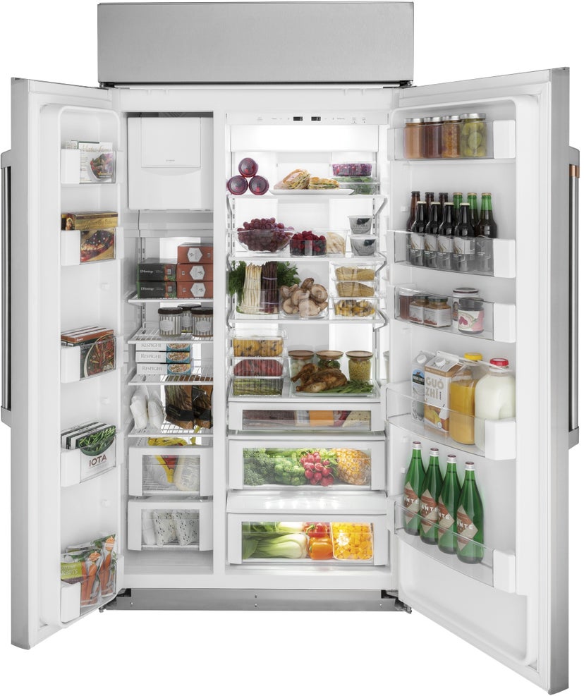 Cafe CSB48WP2NS1 48 Inch Built-In Side by Side Smart Refrigerator w...