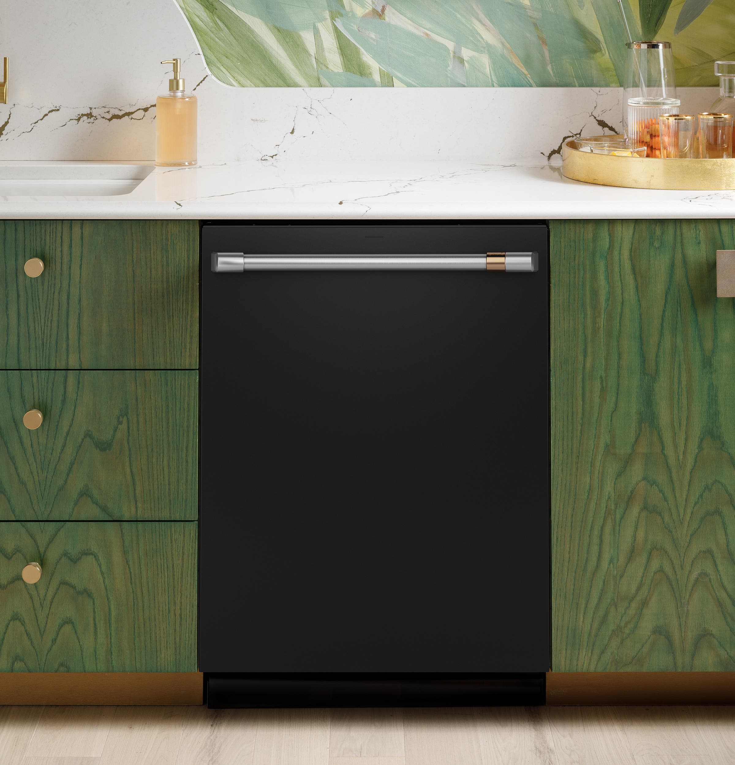 Cafe CDT858P3VD1 Matte Black with Brushed Stainless Handles