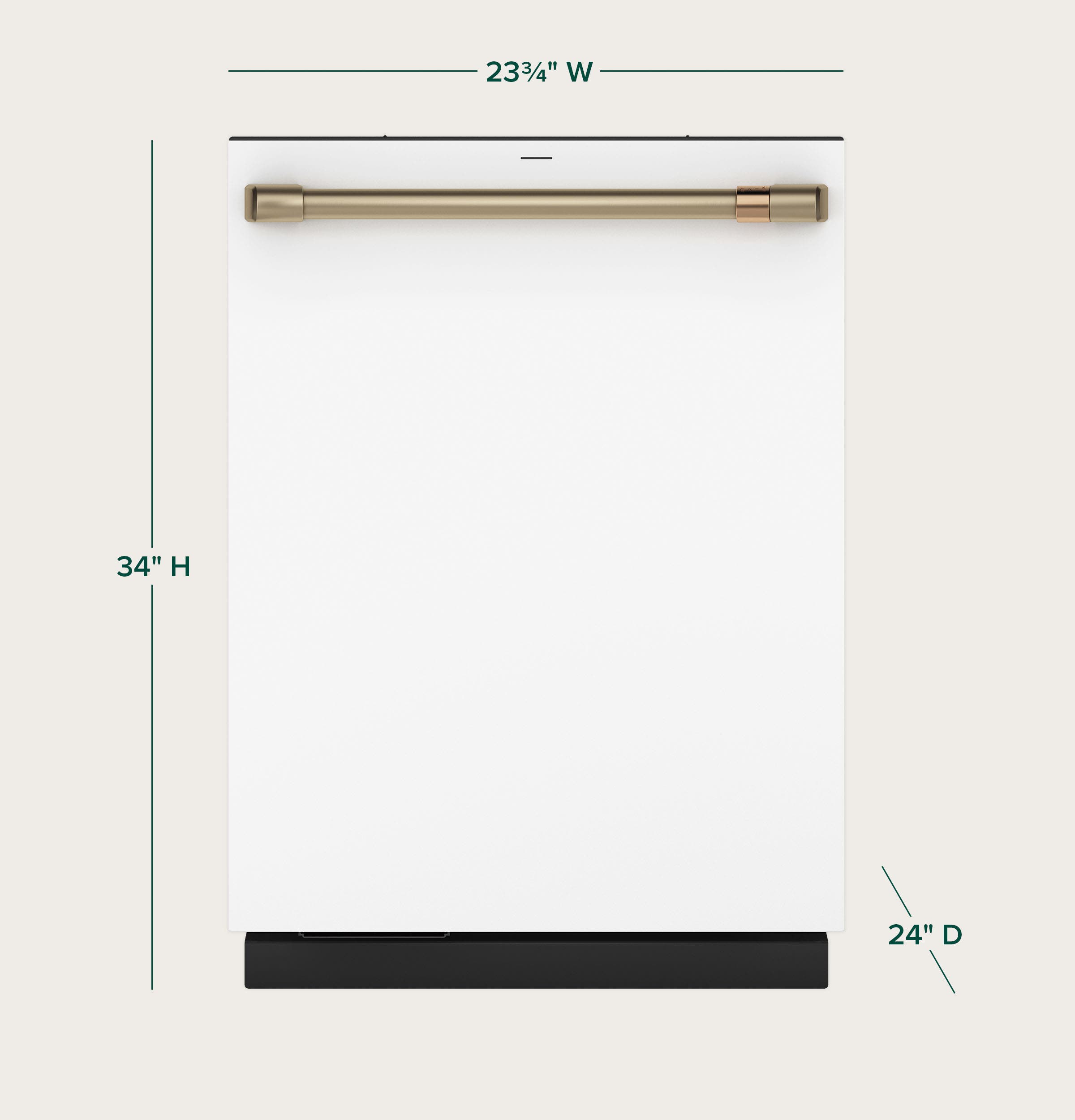 Cafe CDT858P4VW2 Matte White with Brushed Bronze Handles
