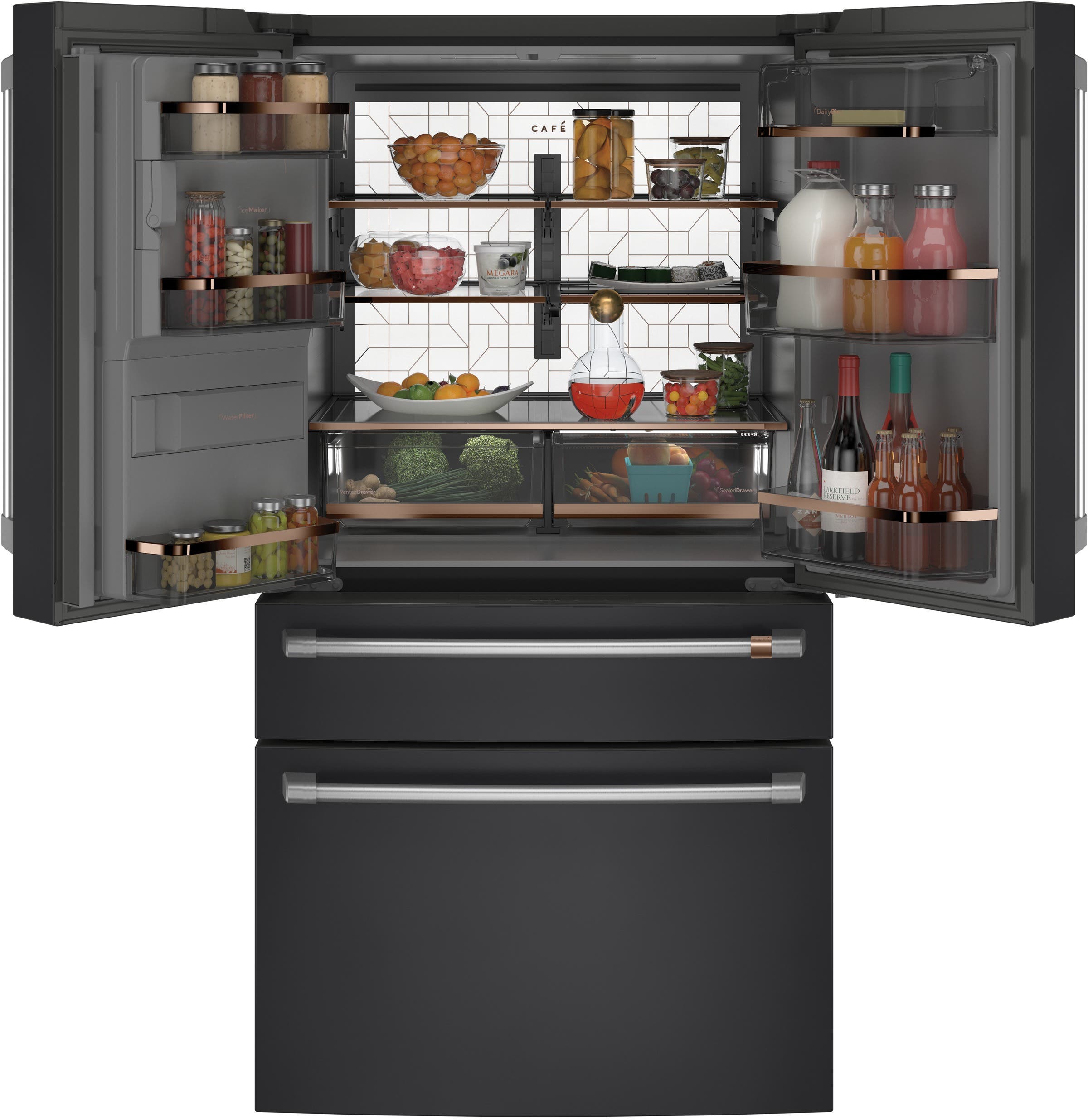 Cafe CVE28DP3ND1 Matte Black with Brushed Stainless Handles