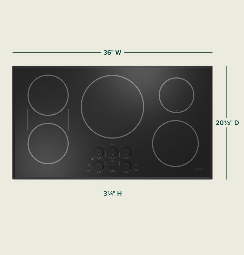 Cafe CHP90361TBB 36 Inch Induction Smart Cooktop with 5 Elements, C...