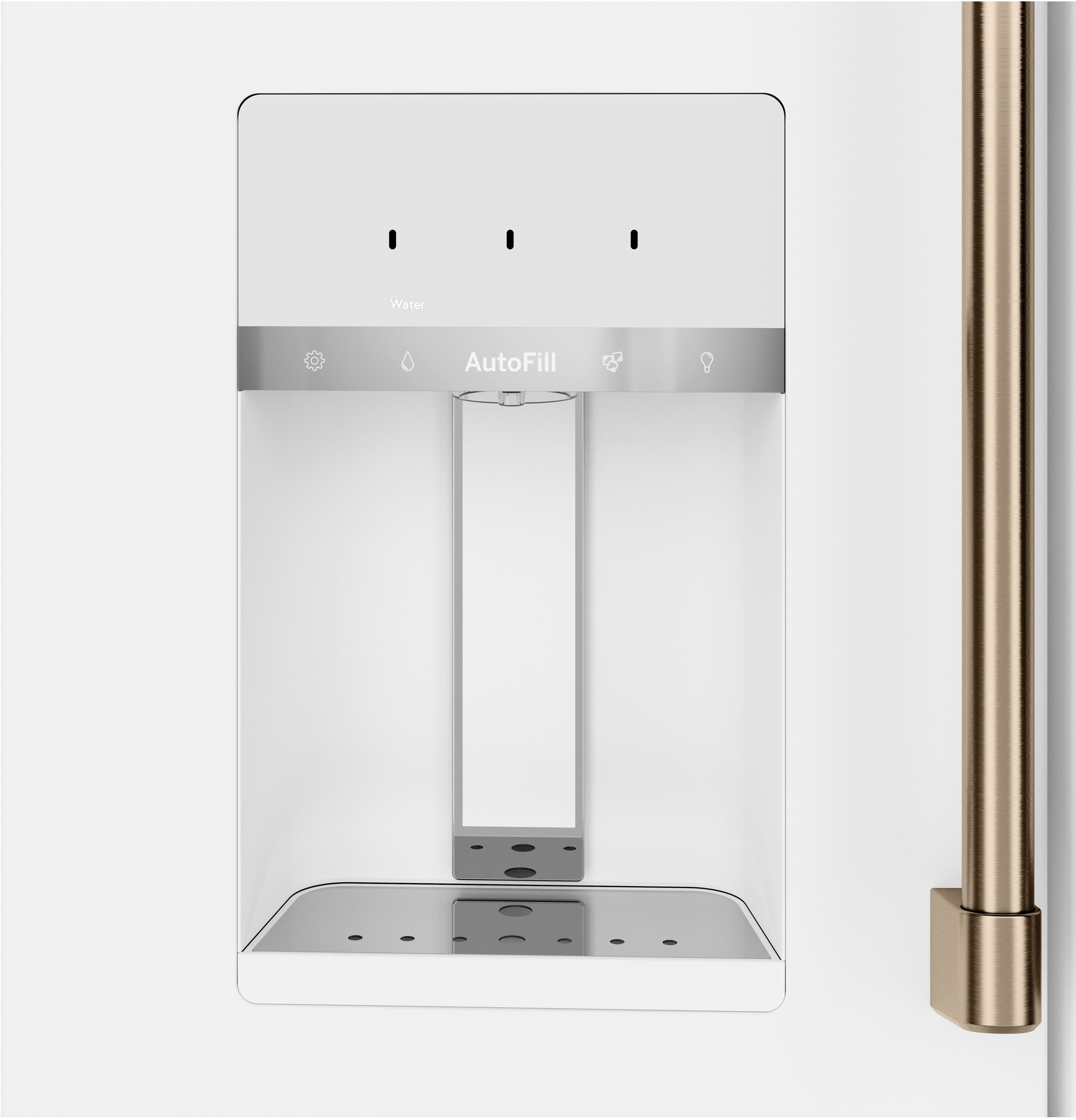 Cafe CVE28DP4NW2 Matte White with Brushed Bronze Handles