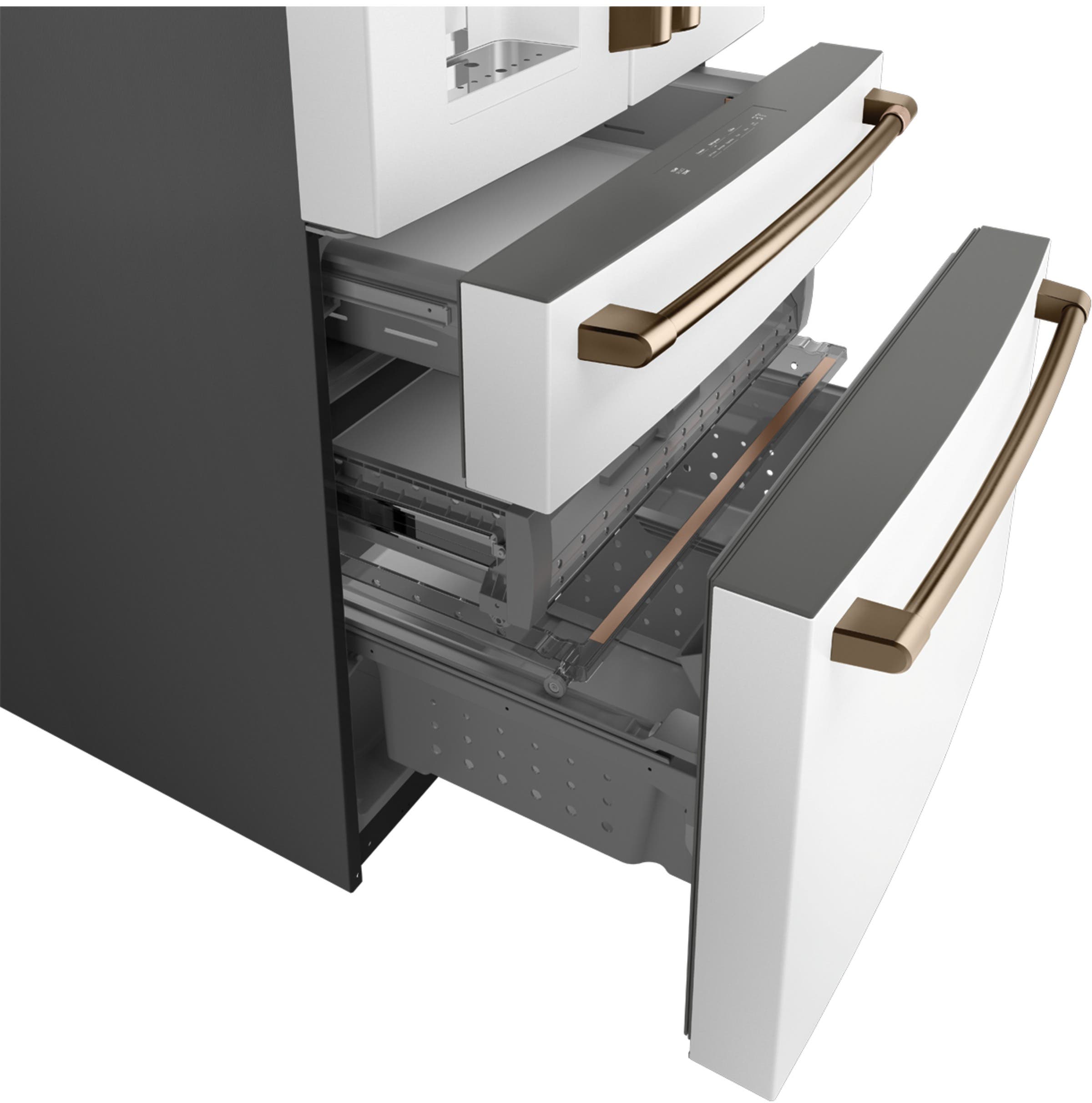 Cafe CVE28DP4NW2 Matte White with Brushed Bronze Handles