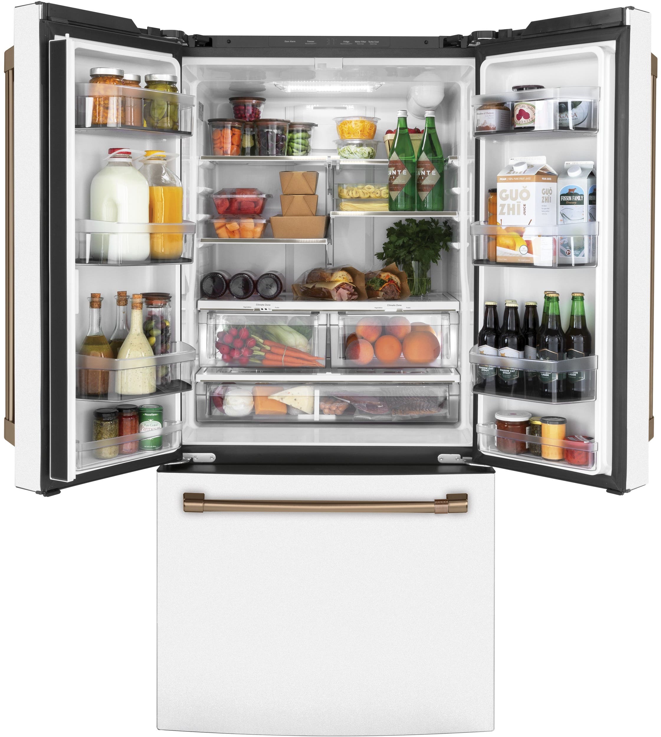 Cafe CWE19SP4NW2 Matte White/Brushed Bronze Handles