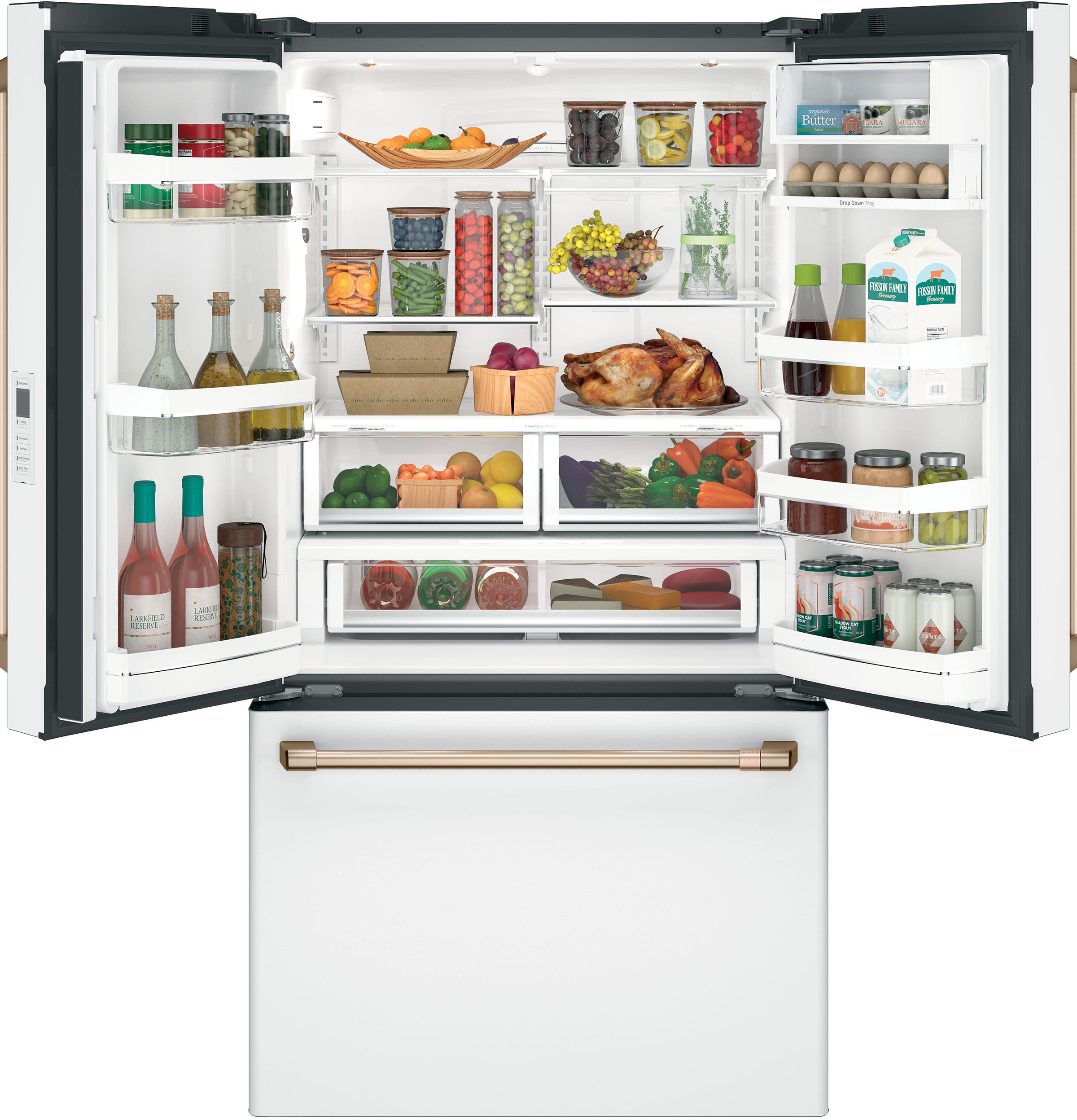 Cafe CWE23SP4MW2 Matte White with Brushed Bronze Handles