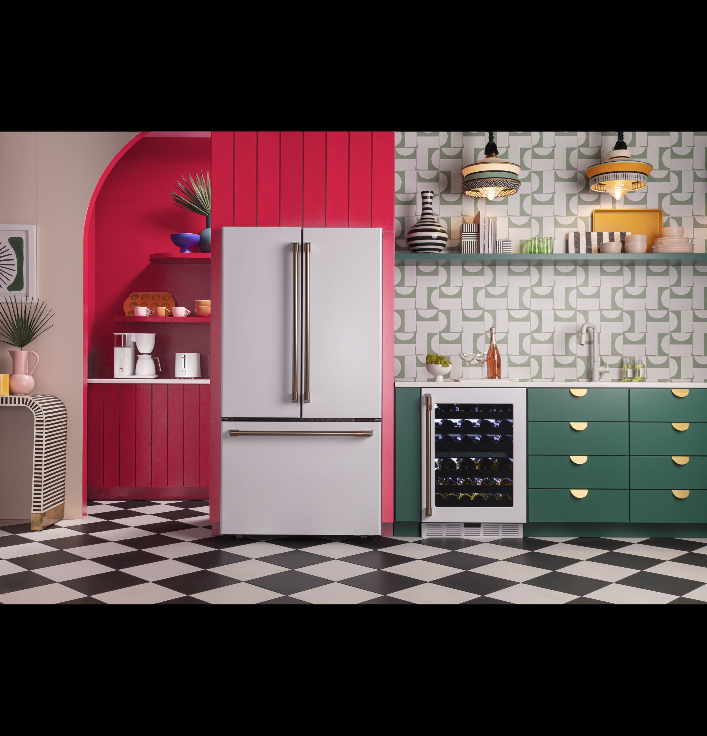 Cafe CWE23SP4MW2 Matte White with Brushed Bronze Handles