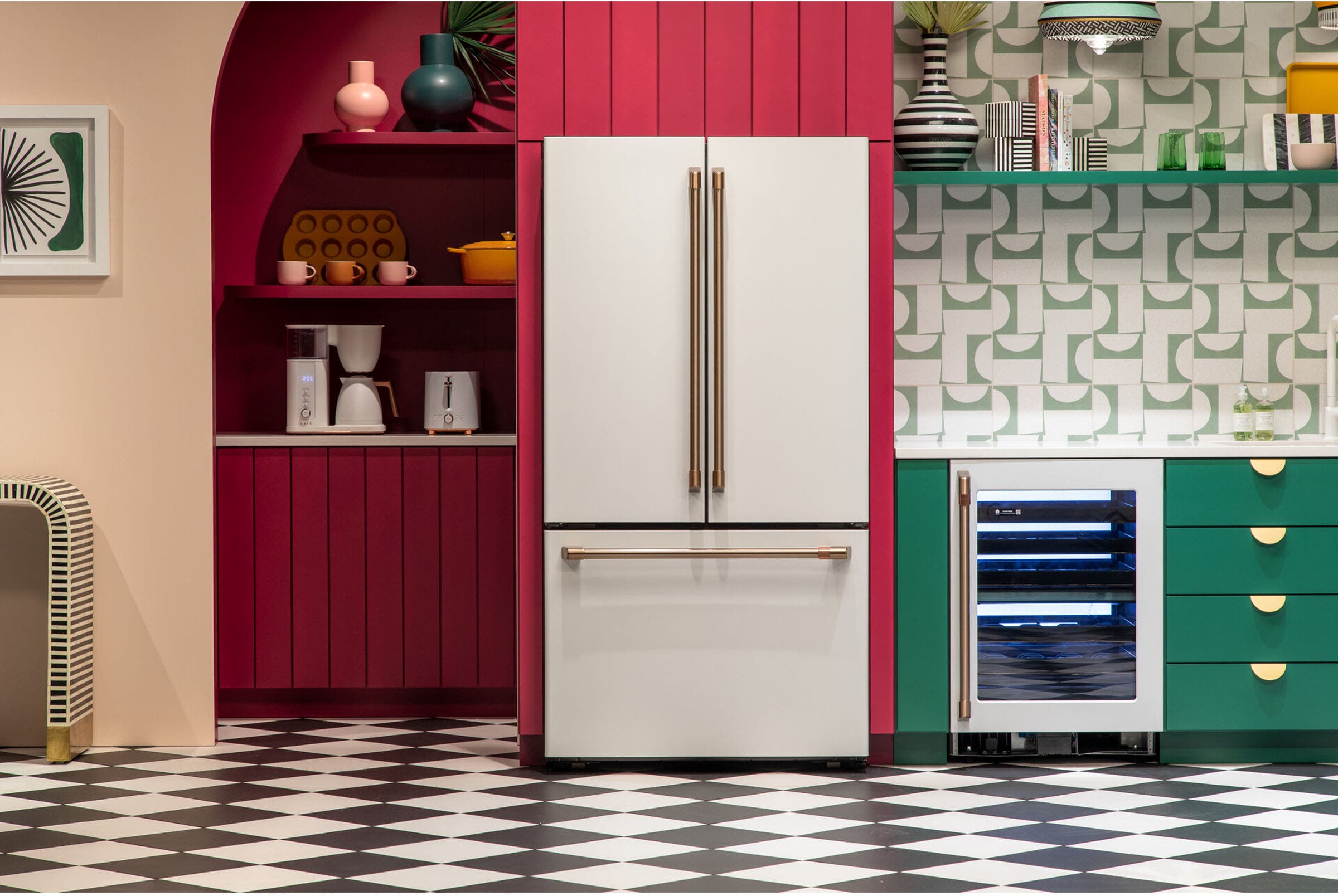 Cafe CWE23SP4MW2 Matte White with Brushed Bronze Handles