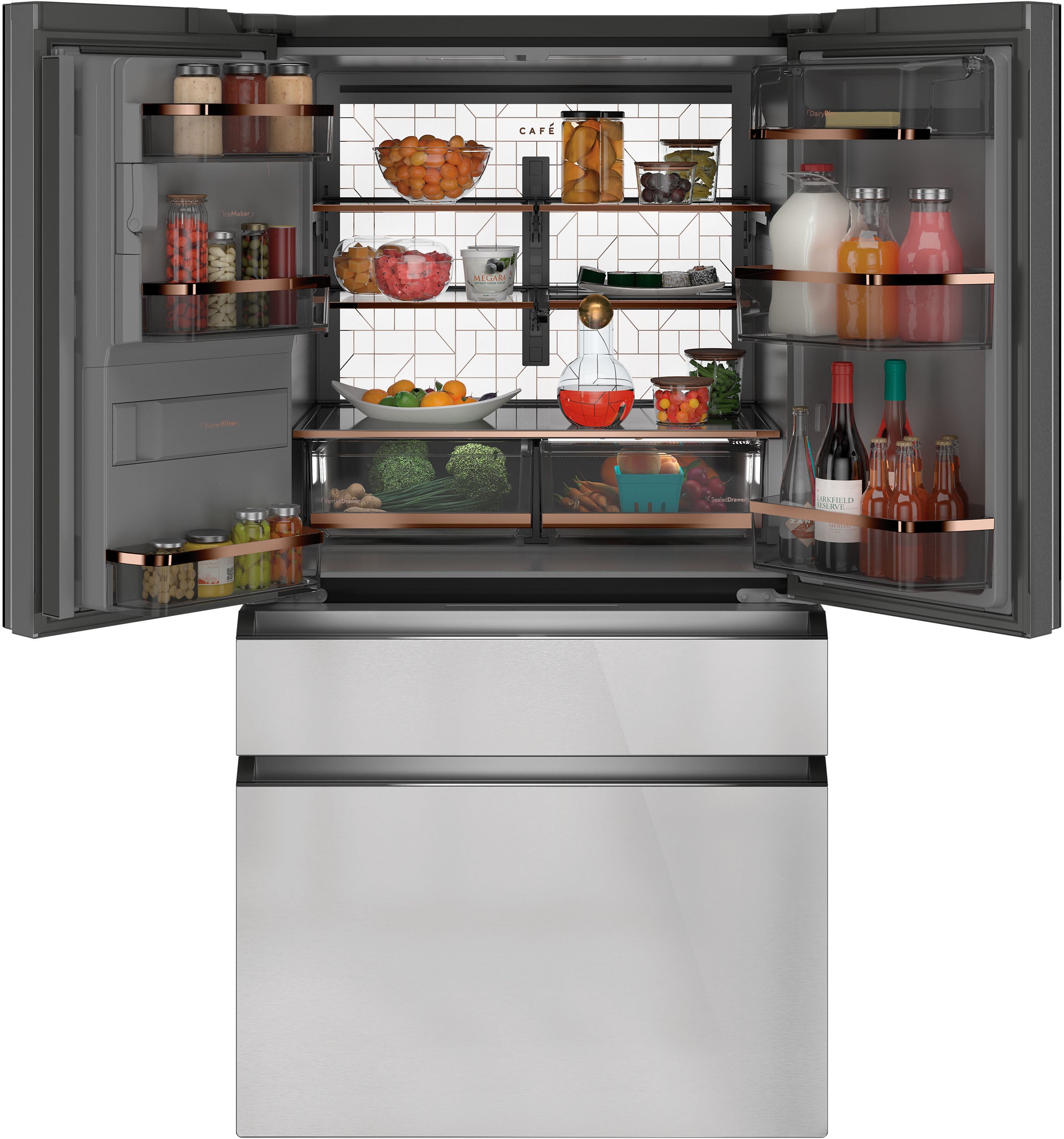 Cafe CXE22DM5PS5 36 Inch Counter Depth 4-Door French Door Smart