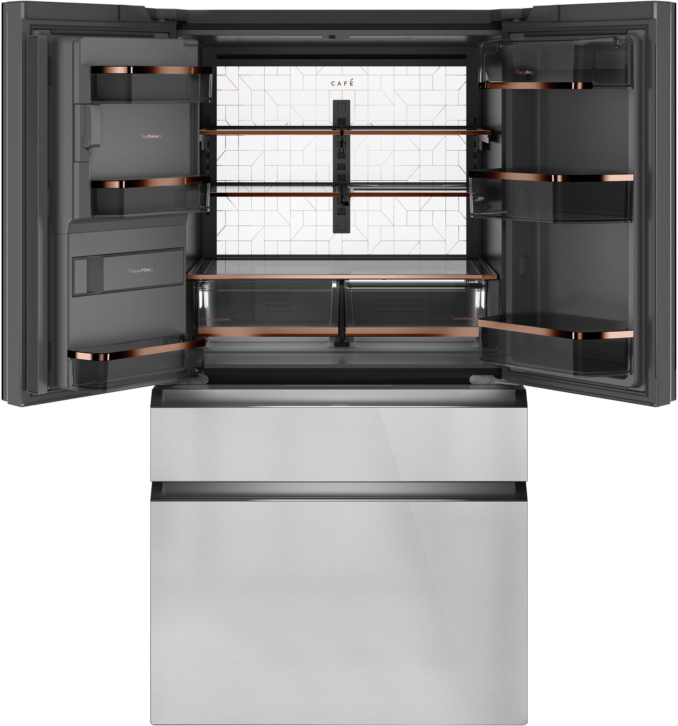 Cafe CXE22DM5PS5 36 Inch Counter Depth 4-Door French Door Smart